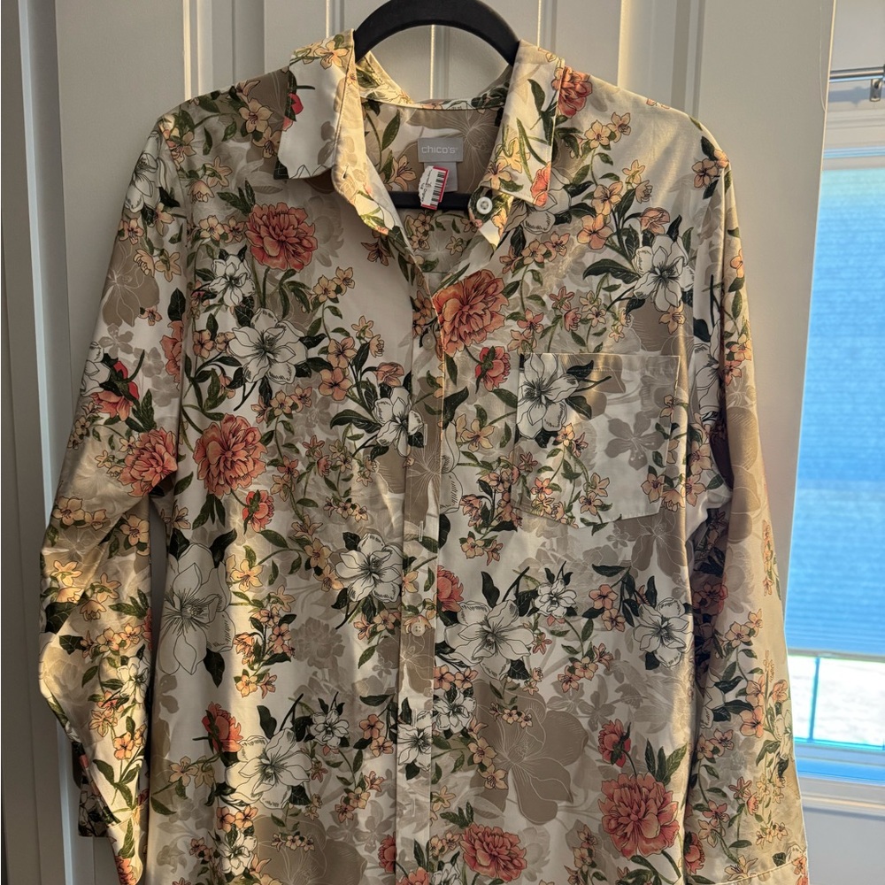 Chico’s Floral Button-Up Women's Top size 3